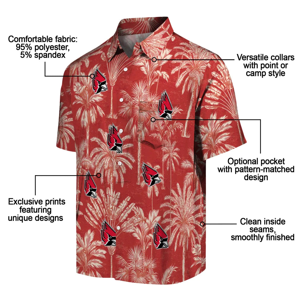 Ball State Cardinals Hawaiian Shirt - Vintage Palm Tree | Moonbestprint