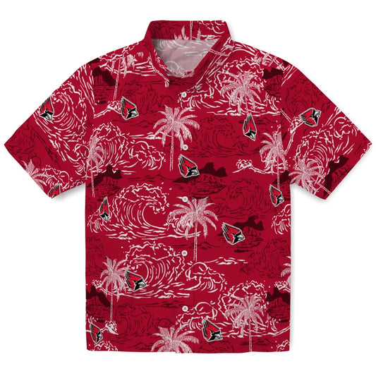 Ball State Cardinals Hawaiian Shirt - Wave Palm | Moonbestprint