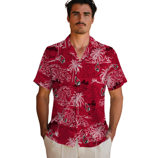 Ball State Cardinals Hawaiian Shirt - Wave Palm | Moonbestprint