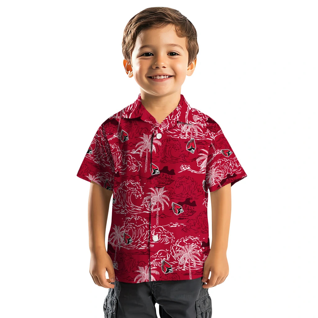 Ball State Cardinals Hawaiian Shirt - Wave Palm | Moonbestprint