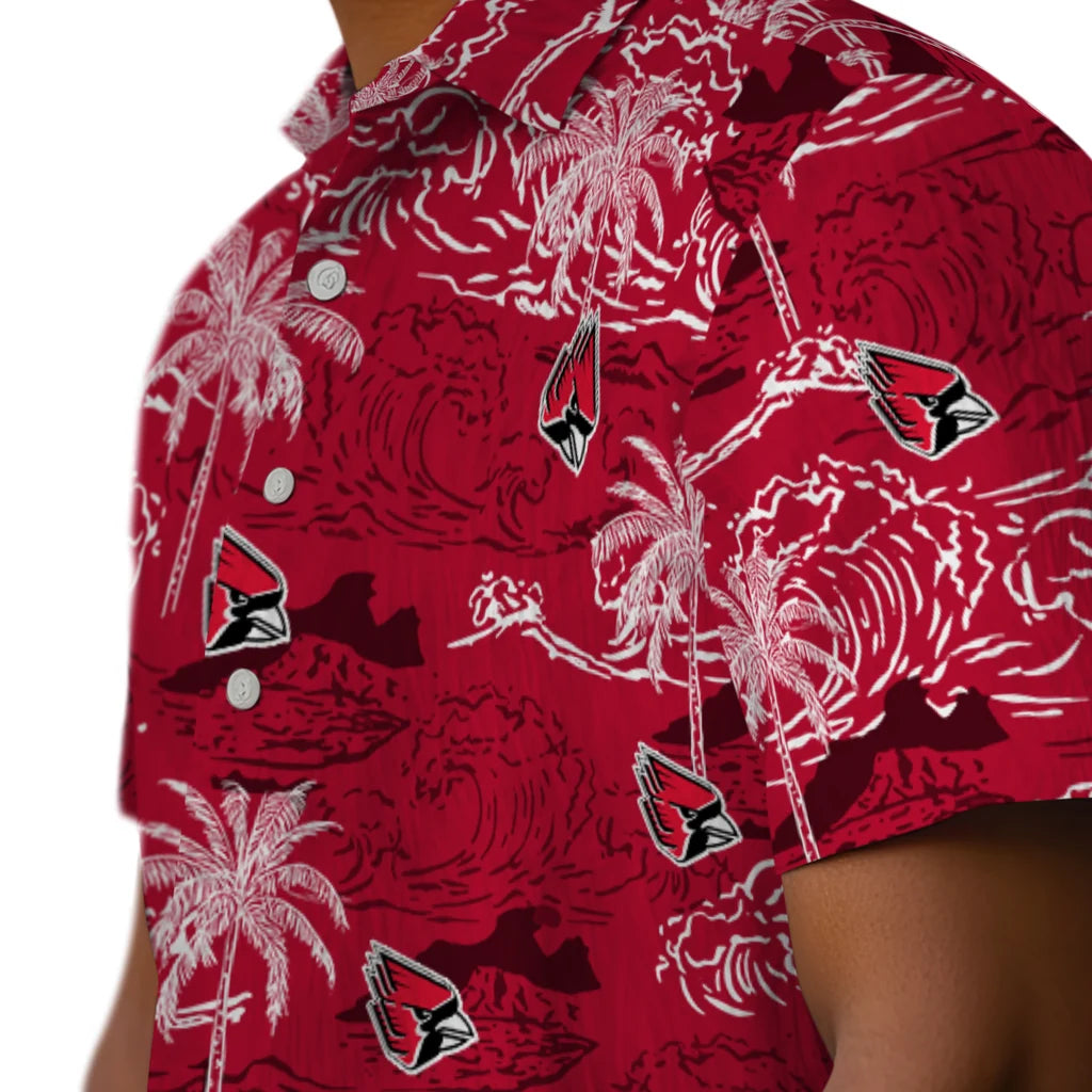 Ball State Cardinals Hawaiian Shirt - Wave Palm | Moonbestprint