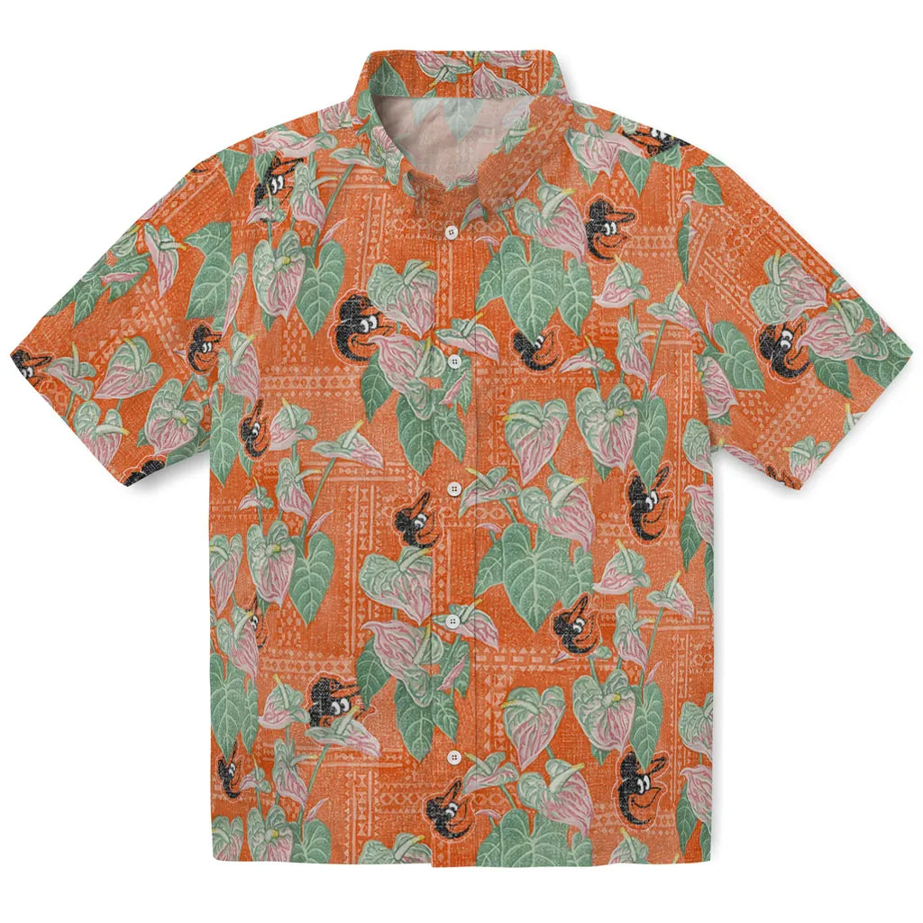 Baltimore Orioles Hawaiian Shirt - Anthurium Overlay | Moonbestprint