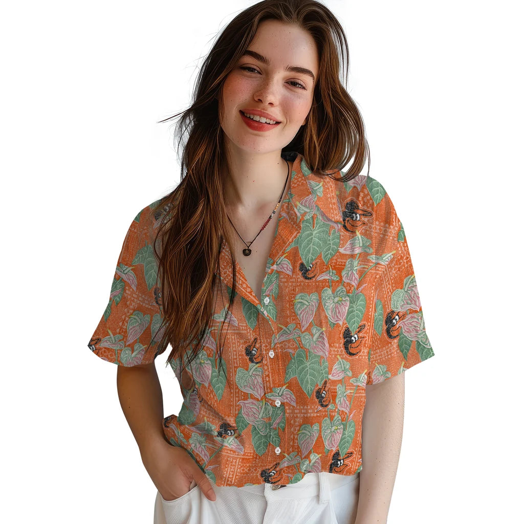 Baltimore Orioles Hawaiian Shirt - Anthurium Overlay | Moonbestprint