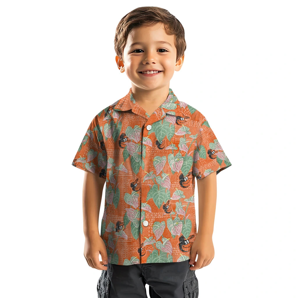 Baltimore Orioles Hawaiian Shirt - Anthurium Overlay | Moonbestprint