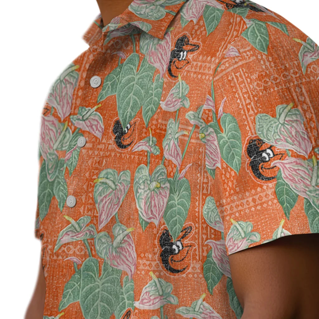 Baltimore Orioles Hawaiian Shirt - Anthurium Overlay | Moonbestprint
