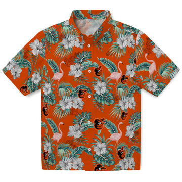 Baltimore Orioles Hawaiian Shirt - Flamingo and Hibiscus | Moonbestprint