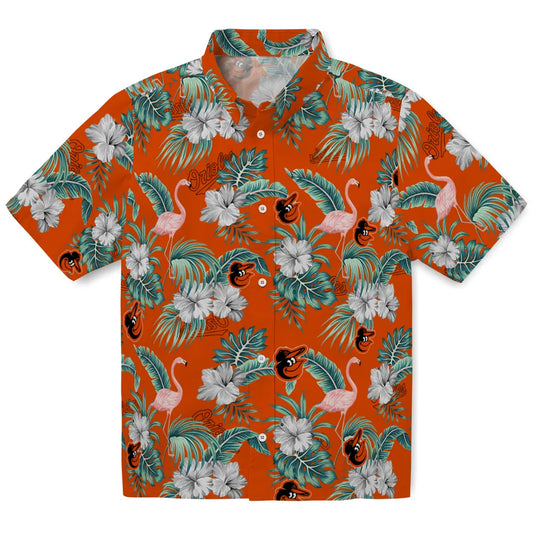 Baltimore Orioles Hawaiian Shirt - Flamingo and Hibiscus | Moonbestprint