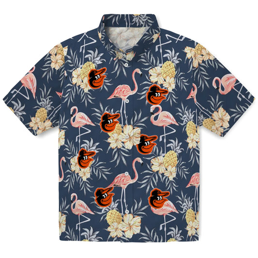 Baltimore Orioles Hawaiian Shirt - Flamingo Hibiscus | Moonbestprint