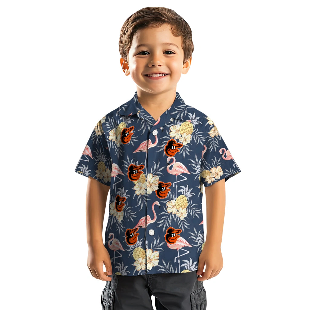 Baltimore Orioles Hawaiian Shirt - Flamingo Hibiscus | Moonbestprint