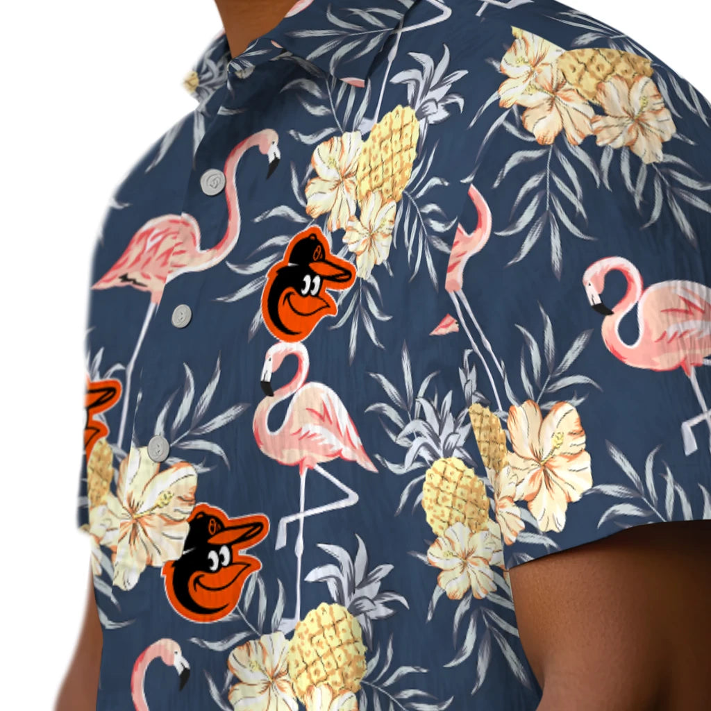 Baltimore Orioles Hawaiian Shirt - Flamingo Hibiscus | Moonbestprint