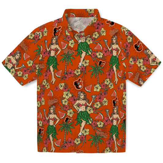 Baltimore Orioles Hawaiian Shirt - Hawaiian Girls Design | Moonbestprint