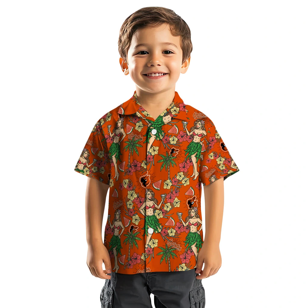 Baltimore Orioles Hawaiian Shirt - Hawaiian Girls Design | Moonbestprint