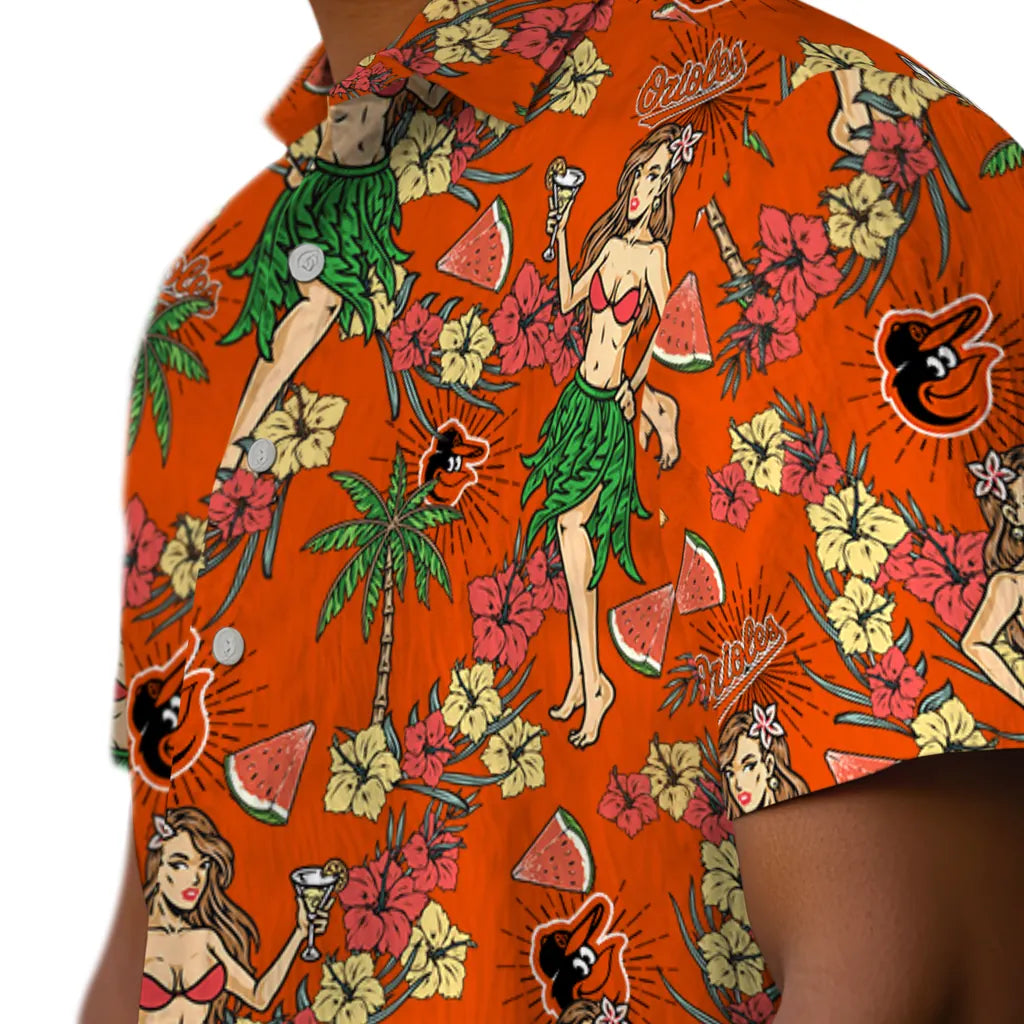 Baltimore Orioles Hawaiian Shirt - Hawaiian Girls Design | Moonbestprint