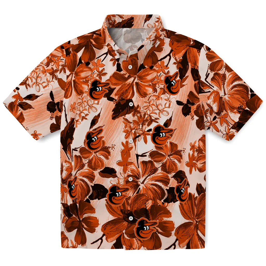 Baltimore Orioles Hawaiian Shirt - Hibiscus Arrangement | Moonbestprint