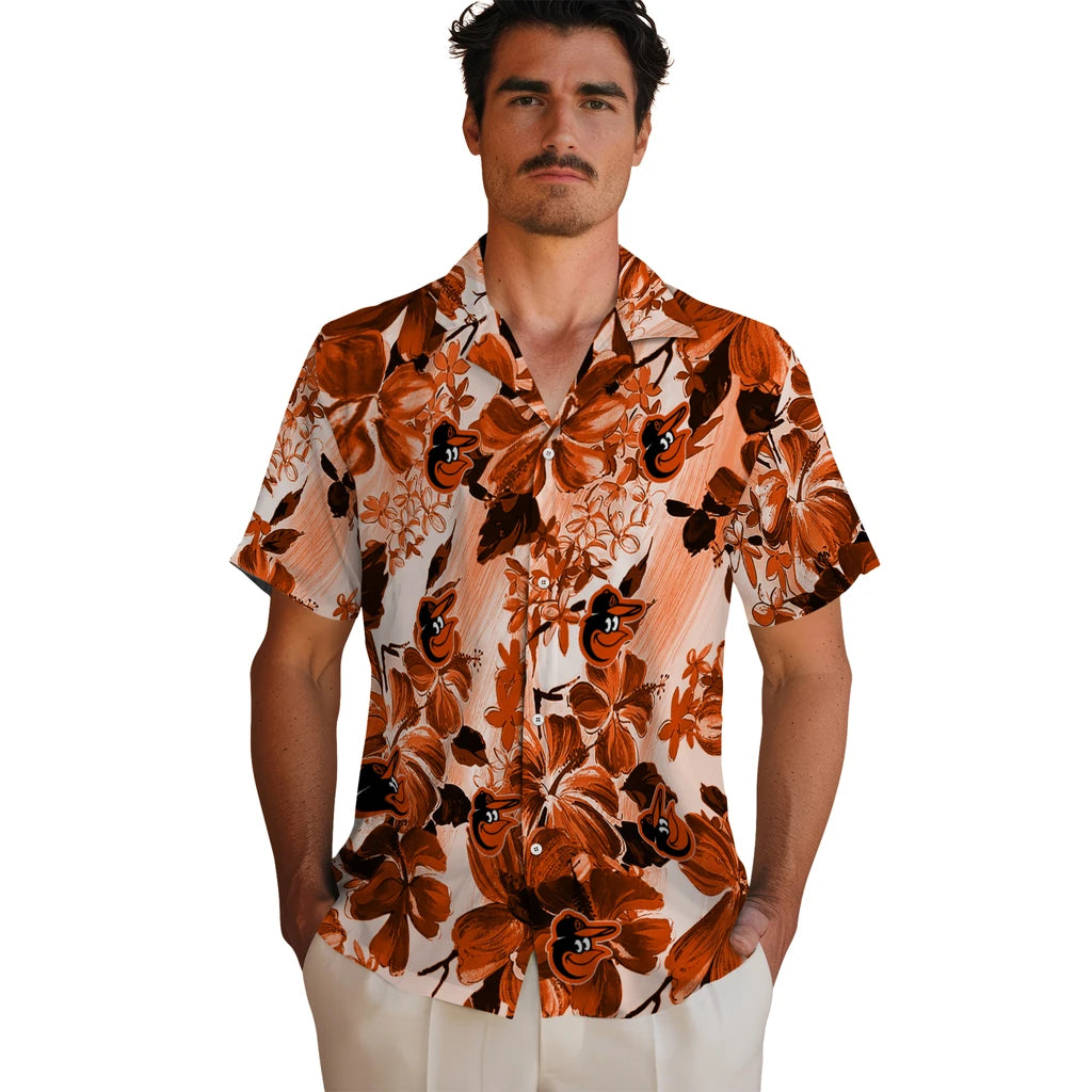 Baltimore Orioles Hawaiian Shirt - Hibiscus Arrangement | Moonbestprint