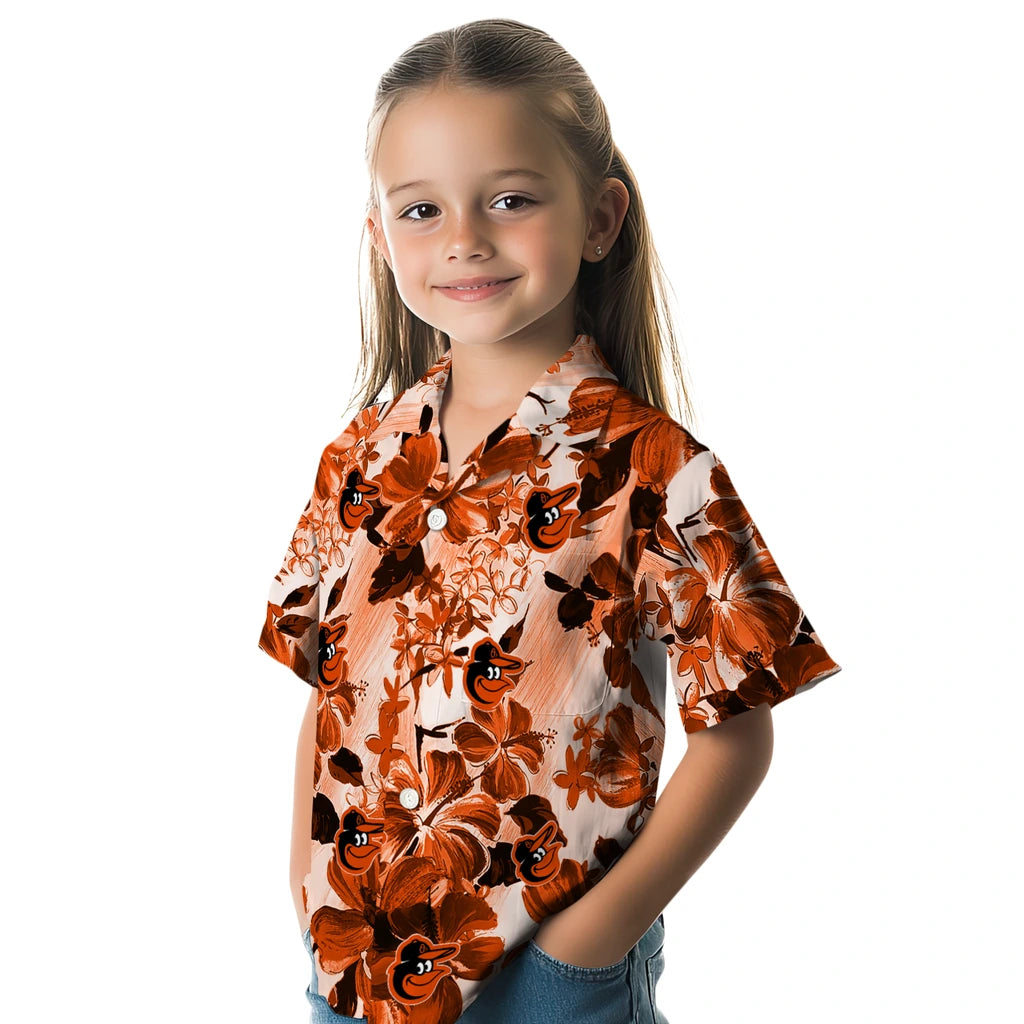 Baltimore Orioles Hawaiian Shirt - Hibiscus Arrangement | Moonbestprint