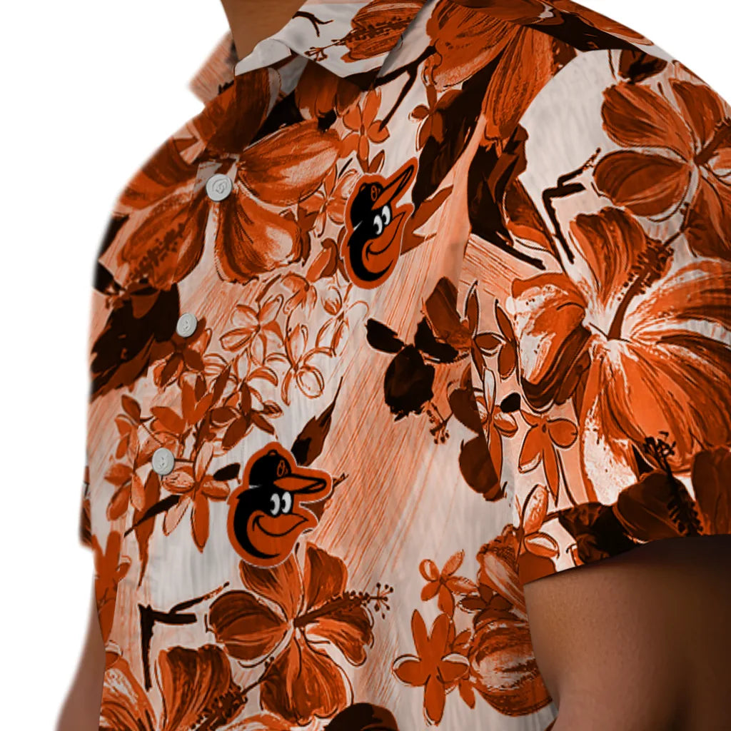 Baltimore Orioles Hawaiian Shirt - Hibiscus Arrangement | Moonbestprint