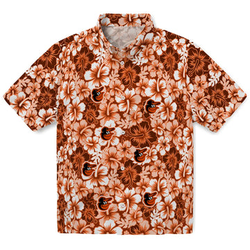 Baltimore Orioles Hawaiian Shirt - Hibiscus Blooms | Moonbestprint