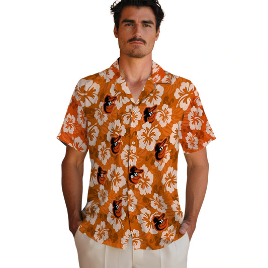 Baltimore Orioles Hawaiian Shirt - Hibiscus Cluster | Moonbestprint