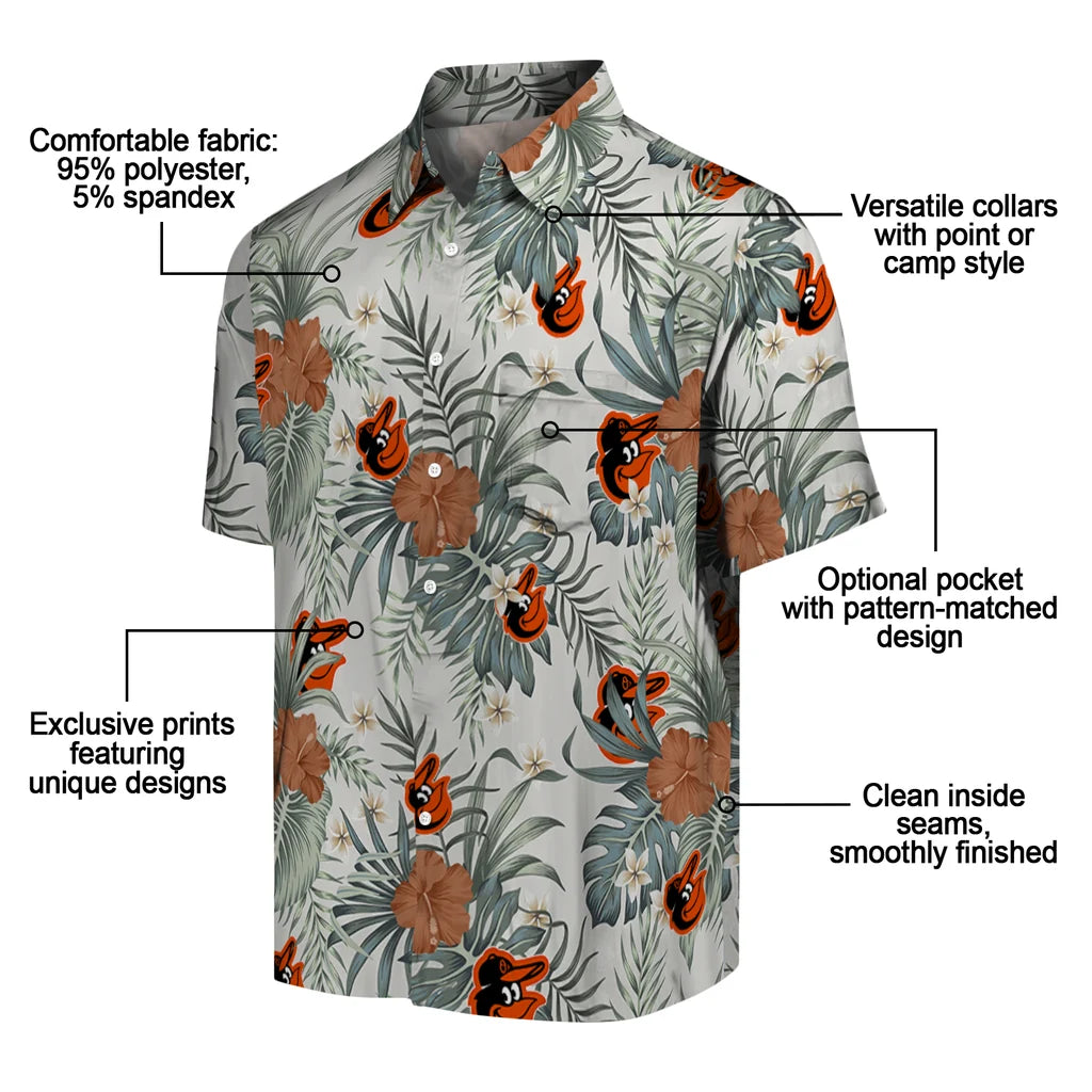 Baltimore Orioles Hawaiian Shirt - Hibiscus Designs | Moonbestprint