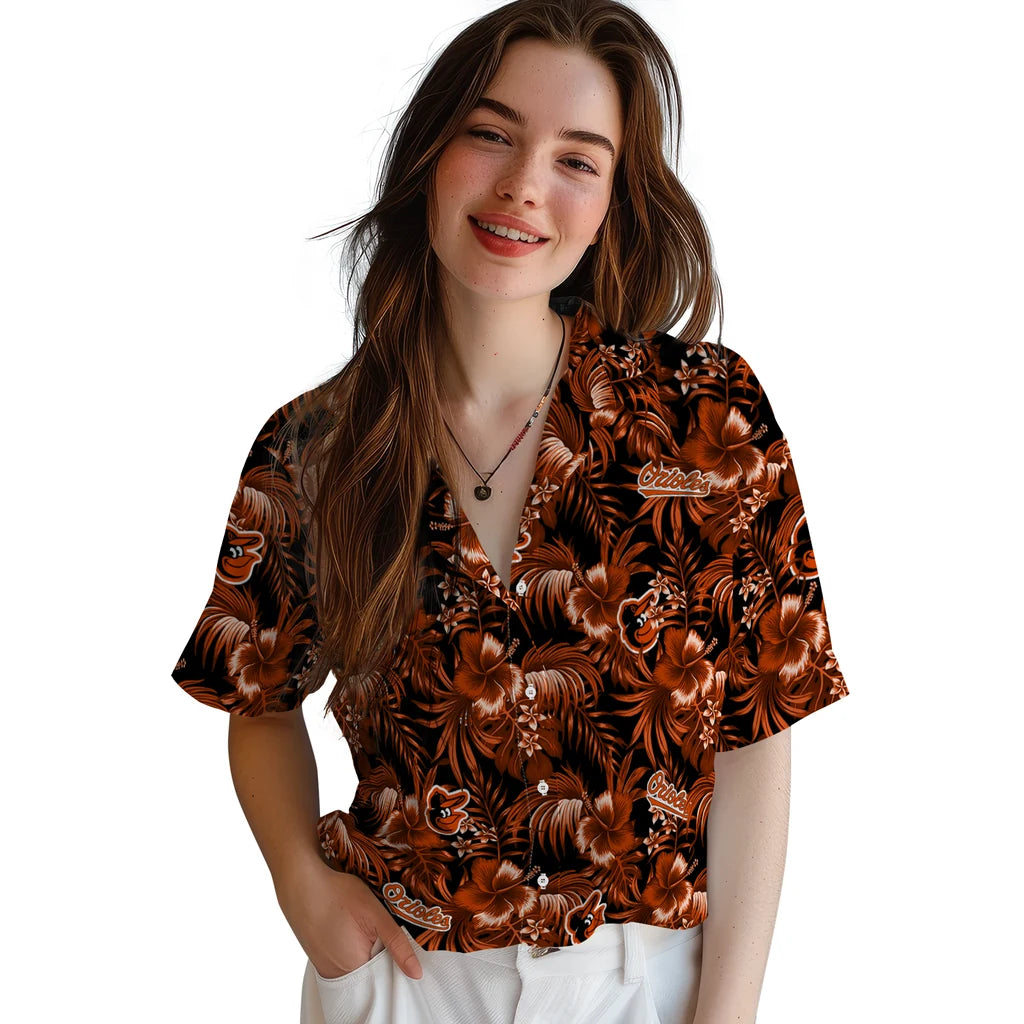 Baltimore Orioles Hawaiian Shirt - Hibiscus Exotic | Moonbestprint