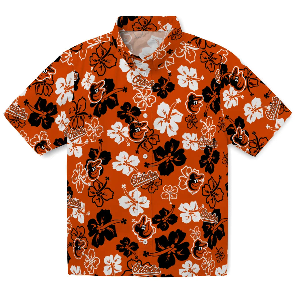 Baltimore Orioles Hawaiian Shirt - Hibiscus Flower Design | Moonbestprint