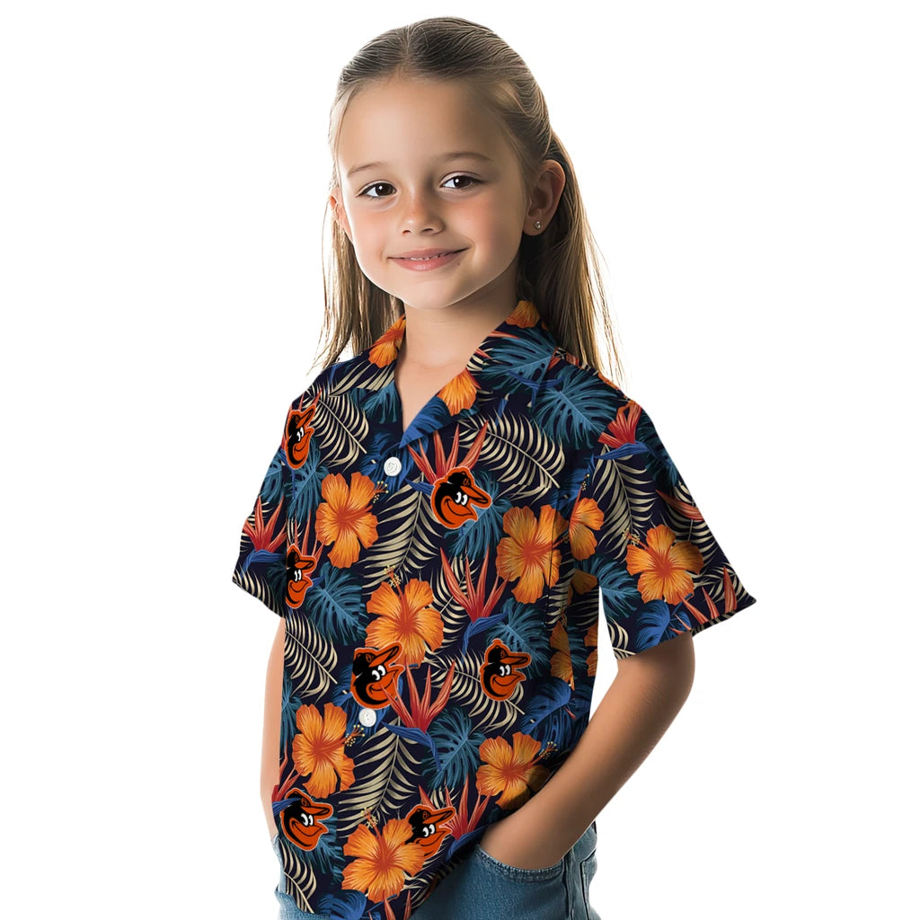 Baltimore Orioles Hawaiian Shirt - Hibiscus Foliage | Moonbestprint
