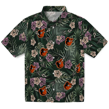 Baltimore Orioles Hawaiian Shirt - Hibiscus Leaves Pattern | Moonbestprint