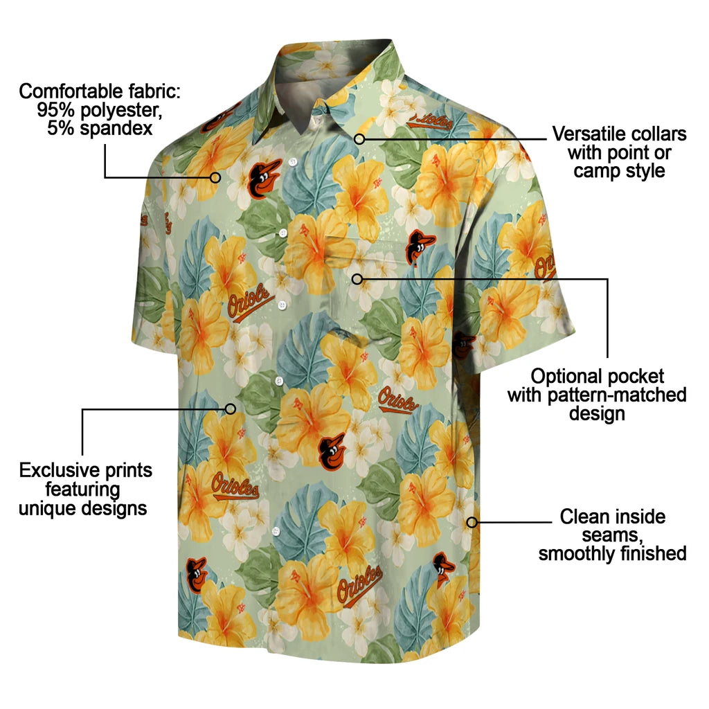 Baltimore Orioles Hawaiian Shirt - Hibiscus Mood | Moonbestprint