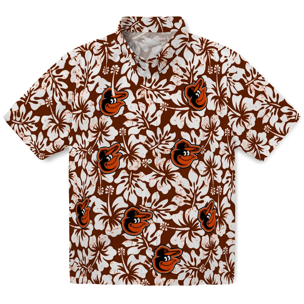 Baltimore Orioles Hawaiian Shirt - Hibiscus Motif | Moonbestprint
