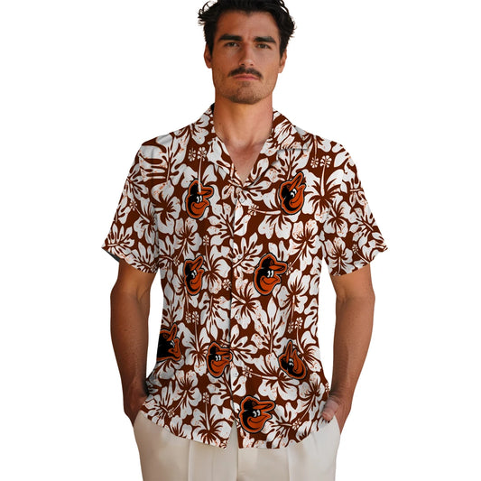 Baltimore Orioles Hawaiian Shirt - Hibiscus Motif | Moonbestprint