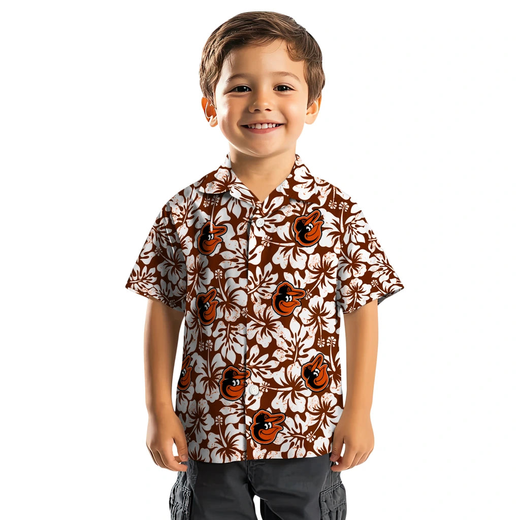 Baltimore Orioles Hawaiian Shirt - Hibiscus Motif | Moonbestprint