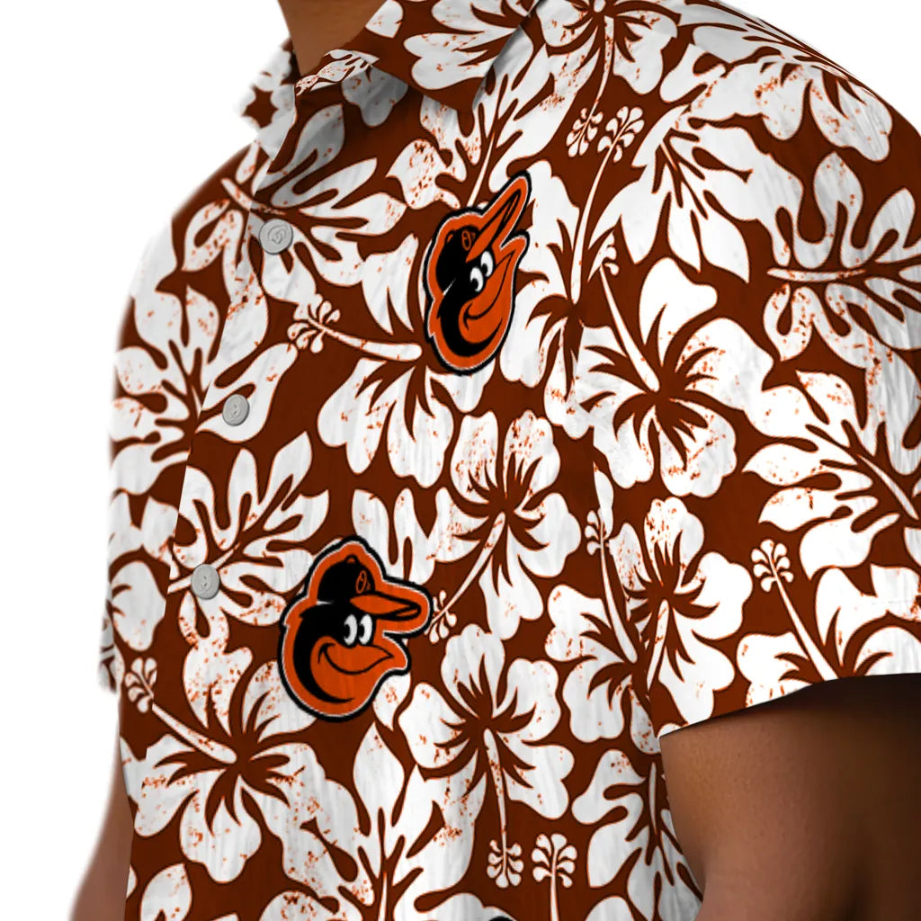 Baltimore Orioles Hawaiian Shirt - Hibiscus Motif | Moonbestprint