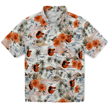 Baltimore Orioles Hawaiian Shirt - Hibiscus Seaside | Moonbestprint