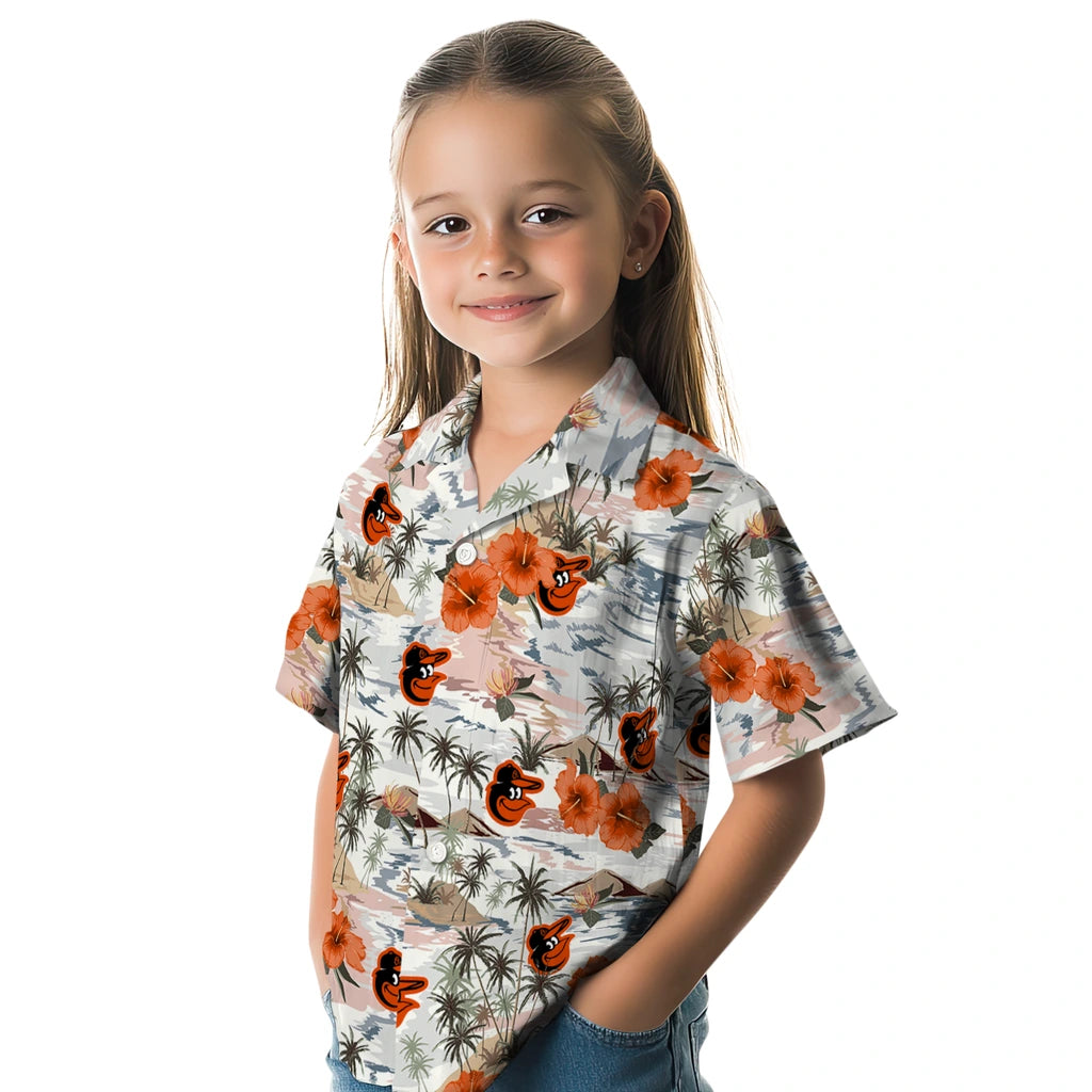 Baltimore Orioles Hawaiian Shirt - Hibiscus Seaside | Moonbestprint