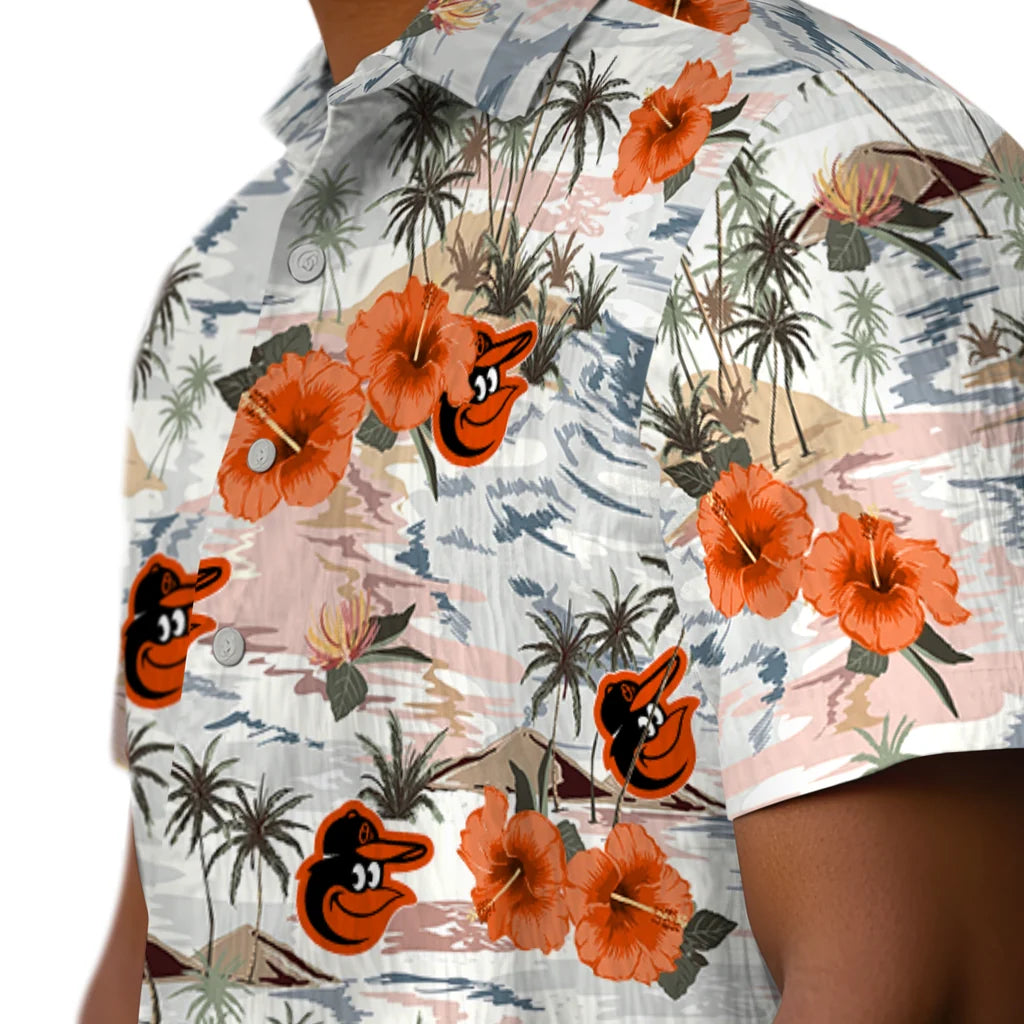 Baltimore Orioles Hawaiian Shirt - Hibiscus Seaside | Moonbestprint