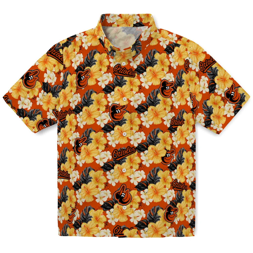 Baltimore Orioles Hawaiian Shirt - Hibiscus Tropics | Moonbestprint