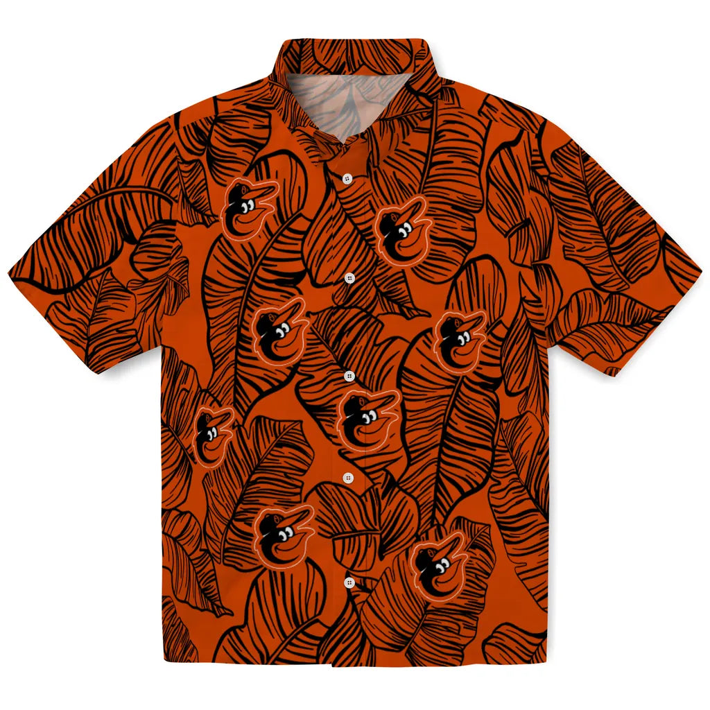 Baltimore Orioles Hawaiian Shirt - Leaf Outline | Moonbestprint