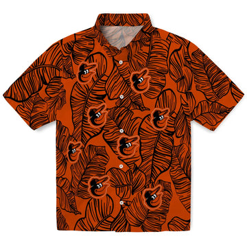 Baltimore Orioles Hawaiian Shirt - Leaf Outline | Moonbestprint