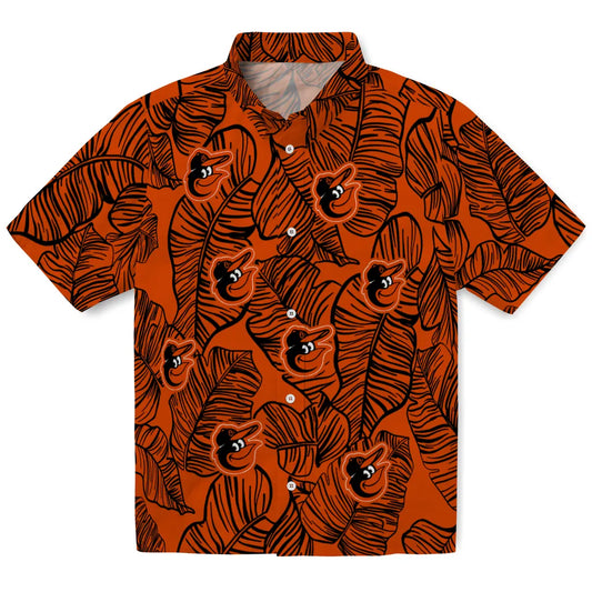 Baltimore Orioles Hawaiian Shirt - Leaf Outline | Moonbestprint