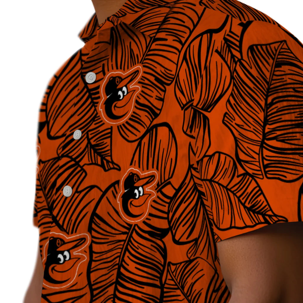 Baltimore Orioles Hawaiian Shirt - Leaf Outline | Moonbestprint