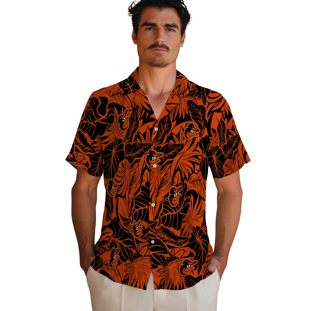 Baltimore Orioles Hawaiian Shirt - Monstera Layer | Moonbestprint