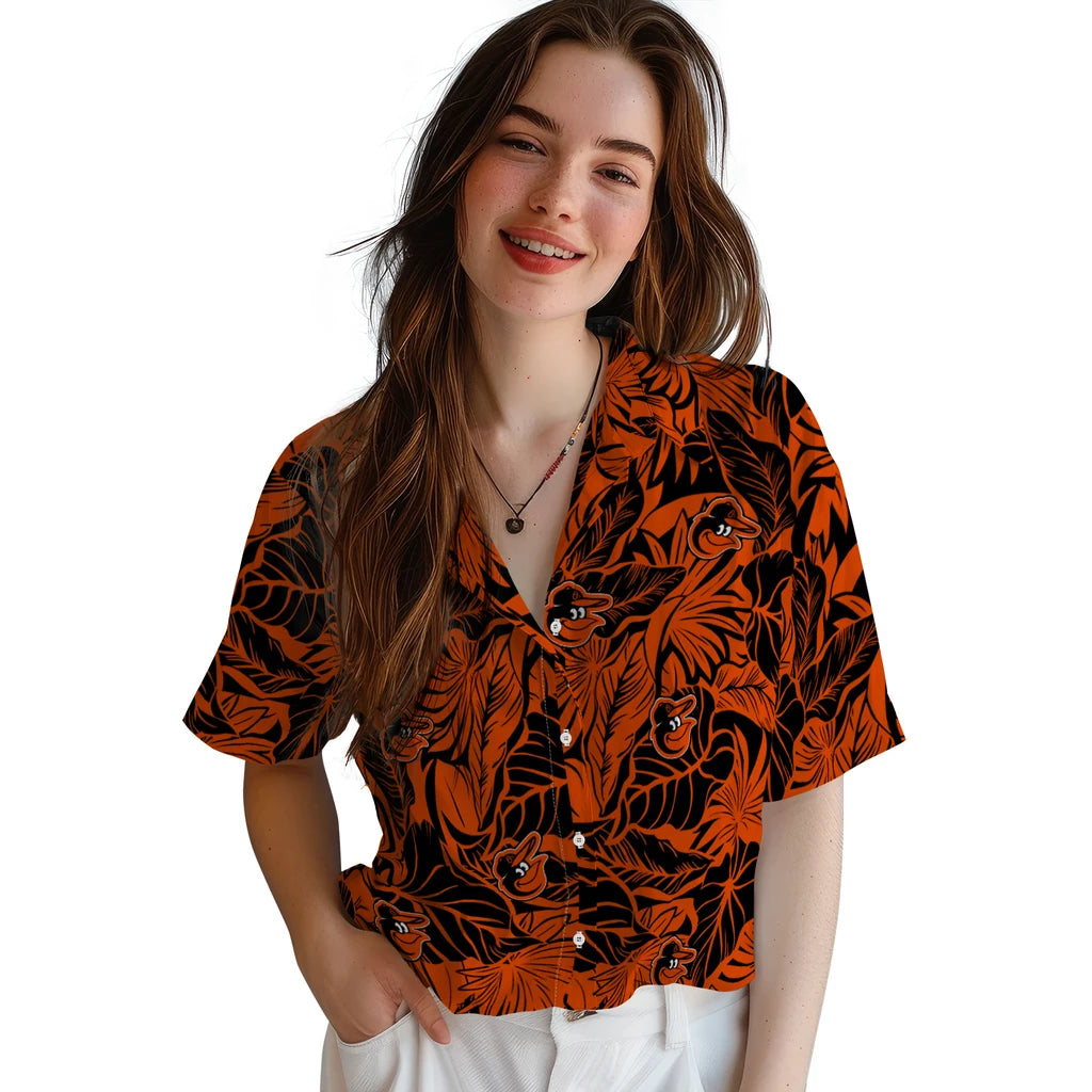 Baltimore Orioles Hawaiian Shirt - Monstera Layer | Moonbestprint