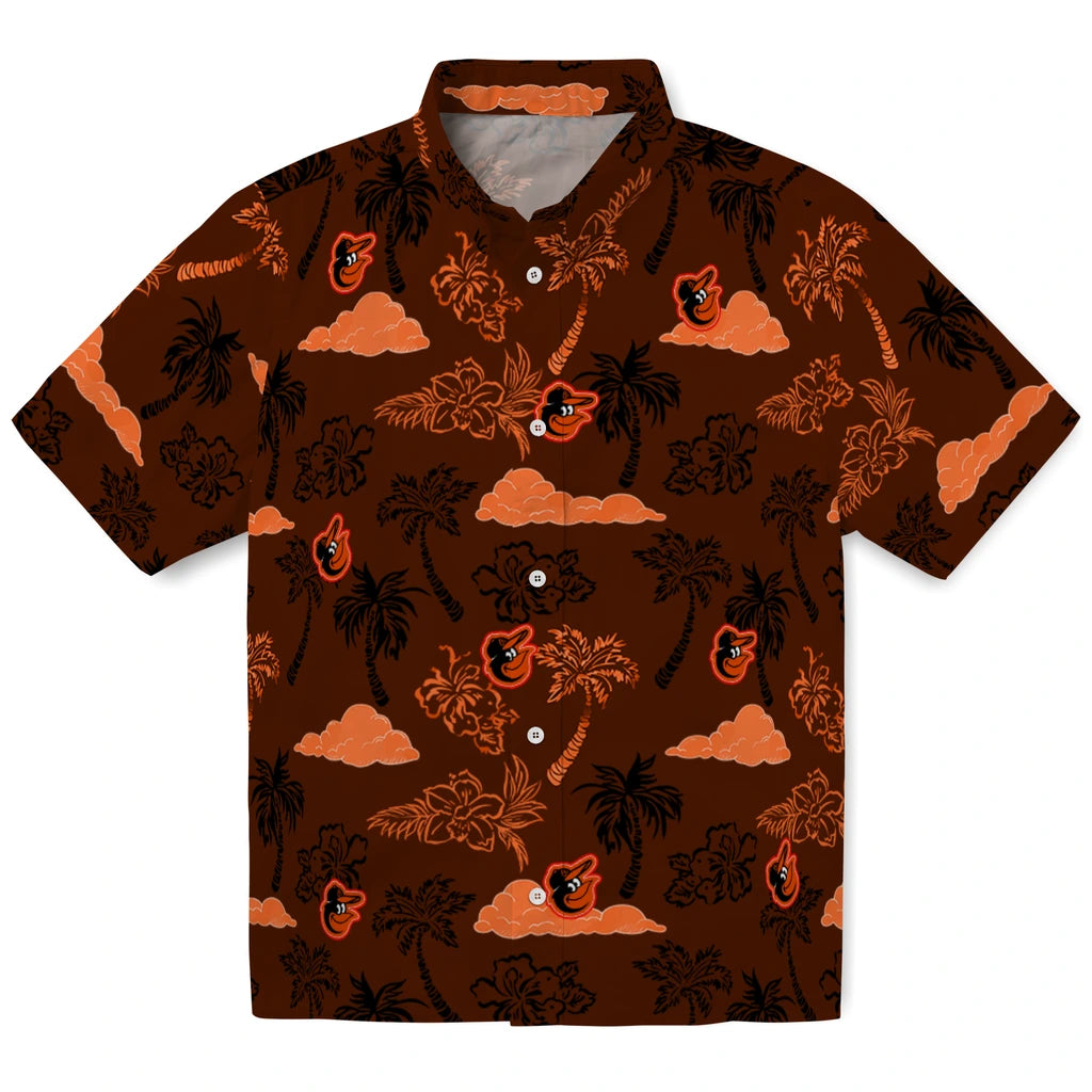 Baltimore Orioles Hawaiian Shirt - Palm And Clouds | Moonbestprint