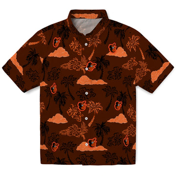 Baltimore Orioles Hawaiian Shirt - Palm And Clouds | Moonbestprint