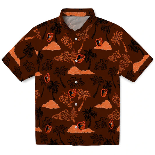 Baltimore Orioles Hawaiian Shirt - Palm And Clouds | Moonbestprint