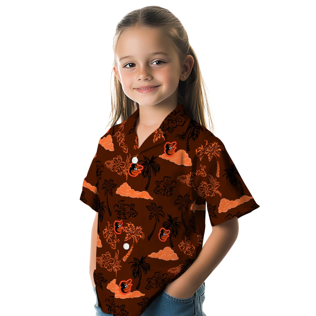 Baltimore Orioles Hawaiian Shirt - Palm And Clouds | Moonbestprint