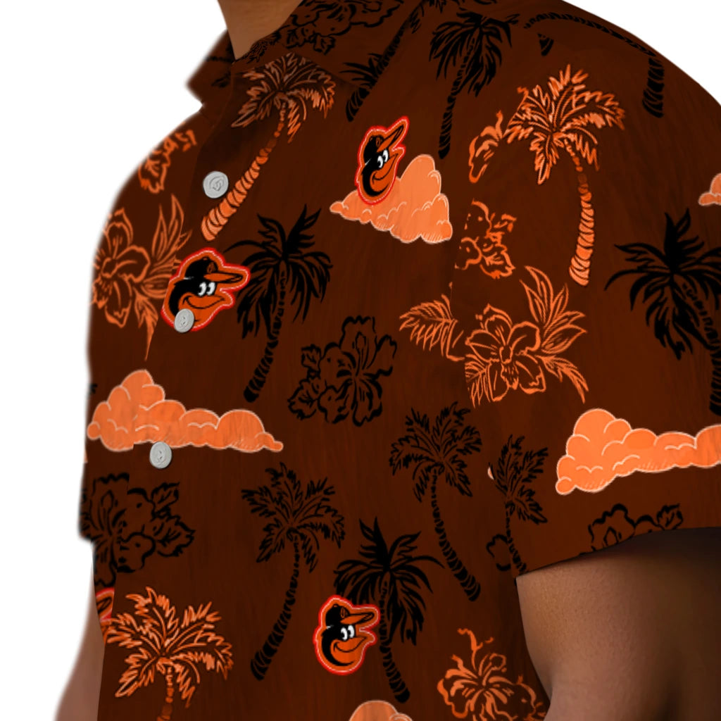 Baltimore Orioles Hawaiian Shirt - Palm And Clouds | Moonbestprint
