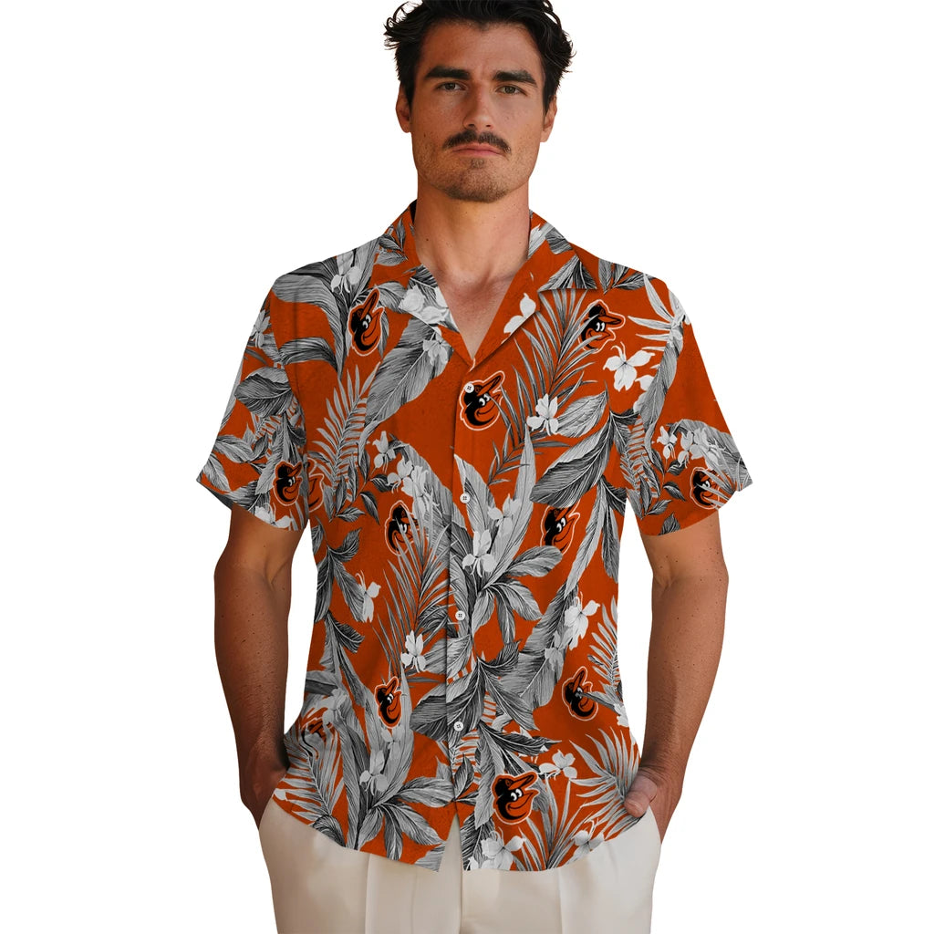 Baltimore Orioles Hawaiian Shirt - Palm Leaves | Moonbestprint