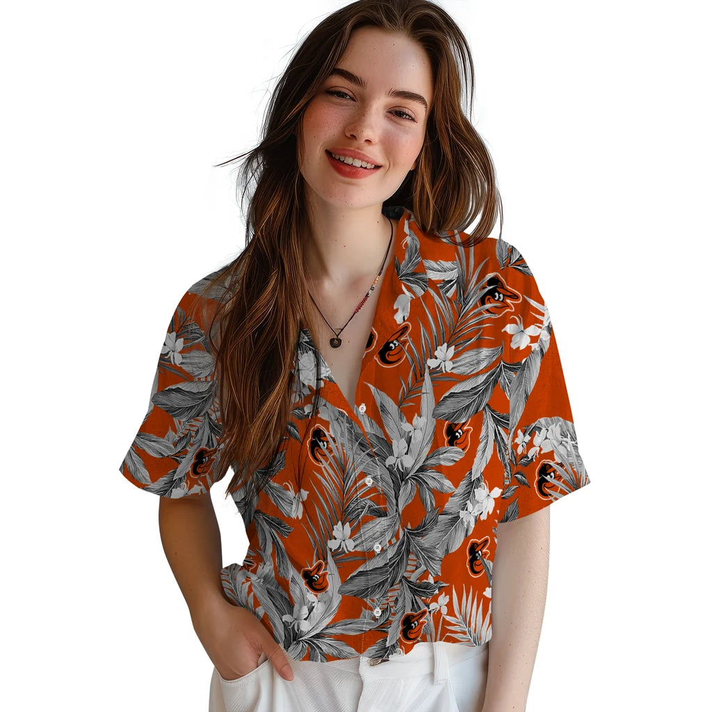 Baltimore Orioles Hawaiian Shirt - Palm Leaves | Moonbestprint